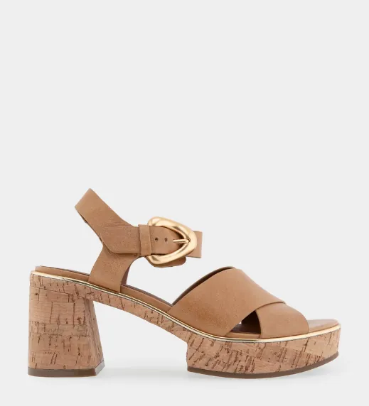 Zephyr Tan Burnished Leather Platform Sandals